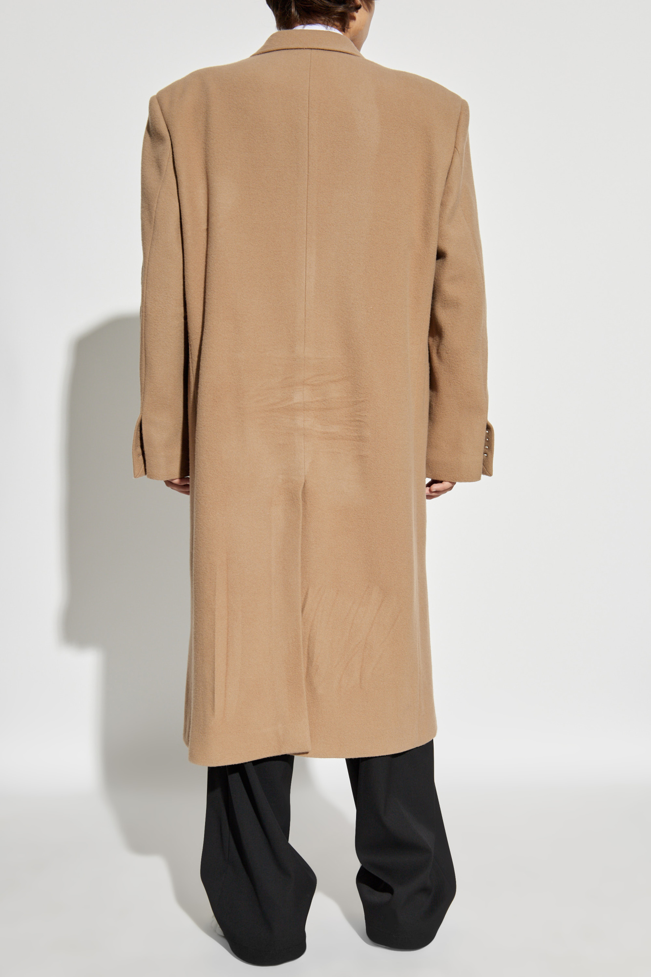 Beige Long wool coat Balenciaga - Vitkac Romania